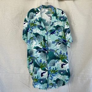 Scallop button up* Vintage Campus Casuals of California Hawaiian Tunic Top